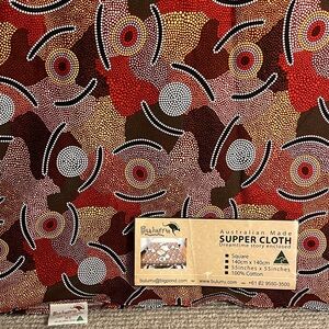 Australian Artist Made table Cloth - Red and Brown